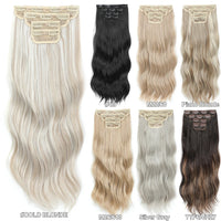 24 Inches 4Pcs/lot 220Grams Bio Synthetic Body Wavy Piano Blond 27/613 Clips In Hair Extensions Natural Heat Resistant Fiber