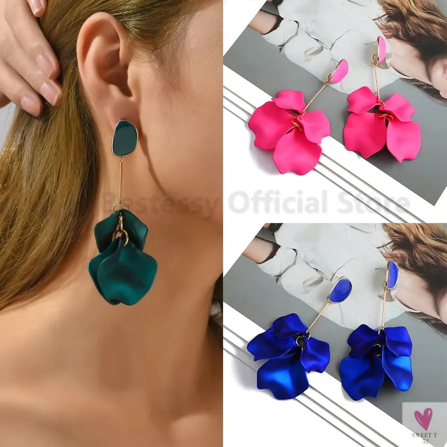 Acrylic Flower Petal Design Big Dangle Earrings For Women & Girls. Elegant Jewelry for Fashion-earrings-SWEET T 52