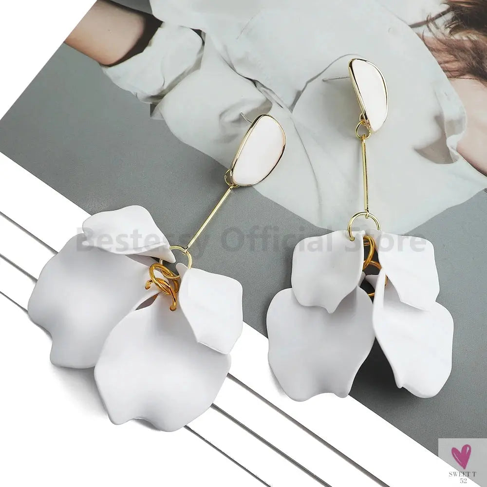 Acrylic Flower Petal Design Big Dangle Earrings For Women & Girls. Elegant Jewelry for Fashion-earrings-SWEET T 52