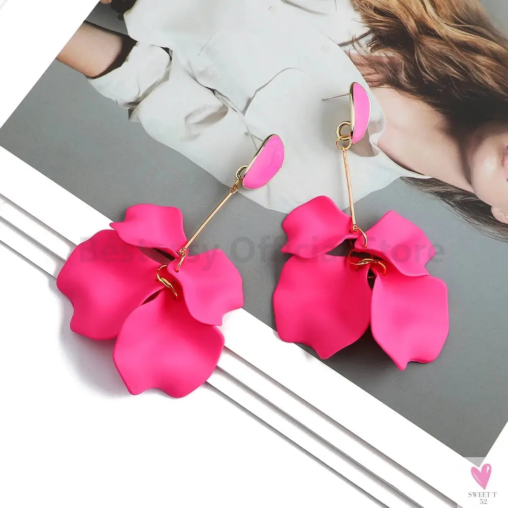 Acrylic Flower Petal Design Big Dangle Earrings For Women & Girls. Elegant Jewelry for Fashion-earrings-SWEET T 52