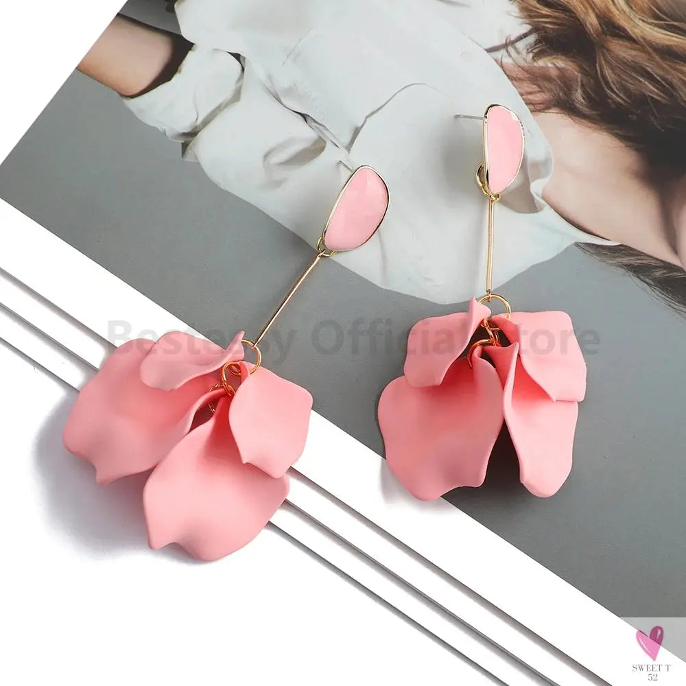 Acrylic Flower Petal Design Big Dangle Earrings For Women & Girls. Elegant Jewelry for Fashion-earrings-SWEET T 52