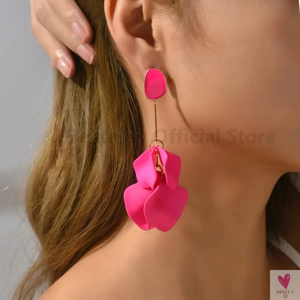 Acrylic Flower Petal Design Big Dangle Earrings For Women & Girls. Elegant Jewelry for Fashion-earrings-SWEET T 52