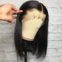 Brazilian Human Hair Wigs, Remy Bone Straight Bob Wigs - Full Machine Made Wig for Women, 8-16 Inches Swiss Lace Bob Wigs
