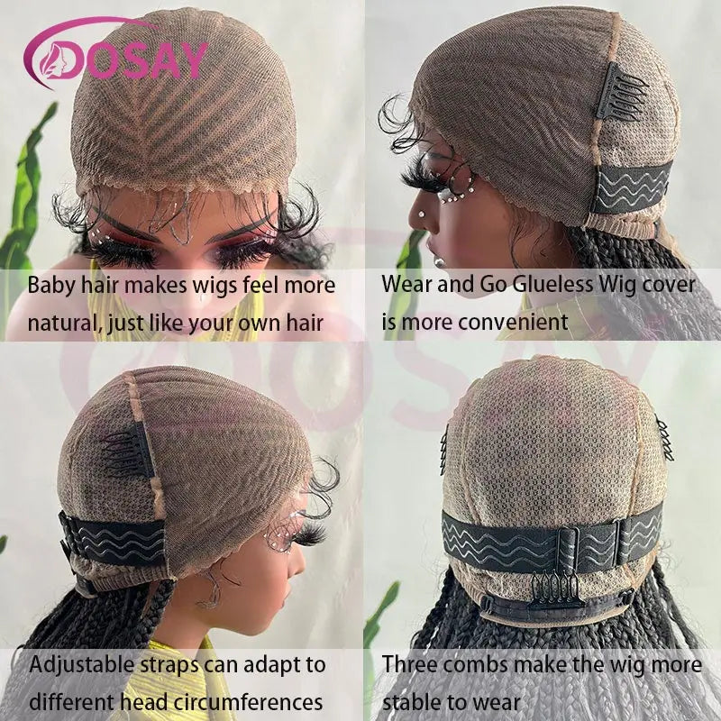 Wear & Go Glueless Synthetic Boho Box, Full Lace Front, Braided Wig for Women. Curly Hair Bohemian Goddess Locs Braided Wig