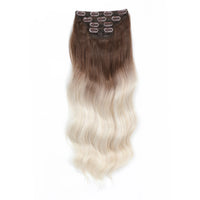 24 Inches 4Pcs/lot 220Grams Bio Synthetic Body Wavy Piano Blond 27/613 Clips In Hair Extensions Natural Heat Resistant Fiber
