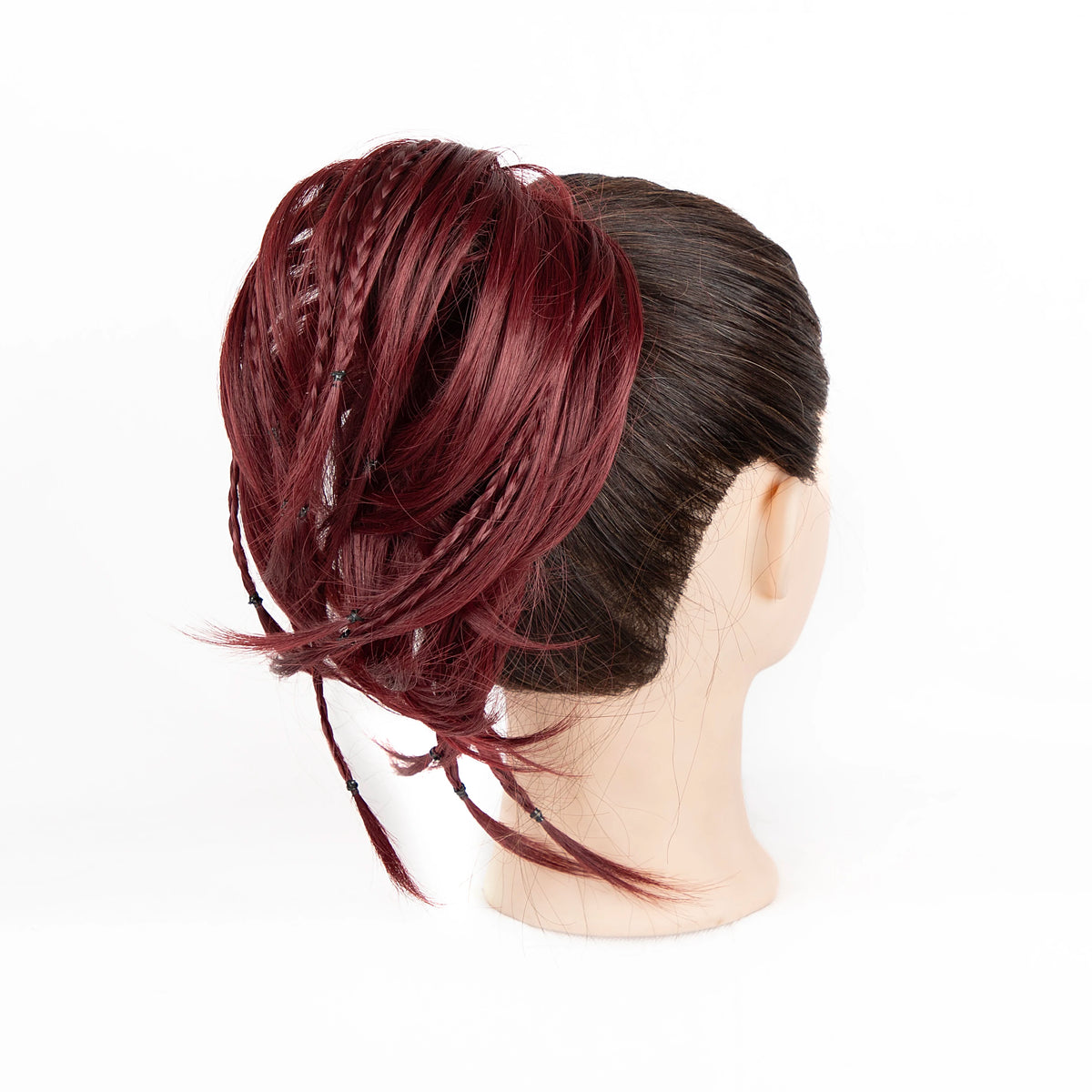 2pc Women's Handmade Synthetic Hair Ponytail Extension with Jaw Clip - Voluminous Messy Bun & Braided Ponytail