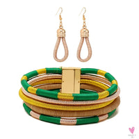 Africa Tribal Neck Jewelry Multilayer Colorful Rope Weave Chunky Bib Statement Necklace Earrings Set For Women Party Accessories Sweet T 52