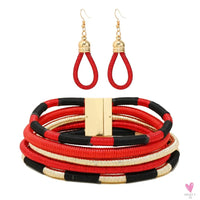 Africa Tribal Neck Jewelry Multilayer Colorful Rope Weave Chunky Bib Statement Necklace Earrings Set For Women Party Accessories Sweet T 52