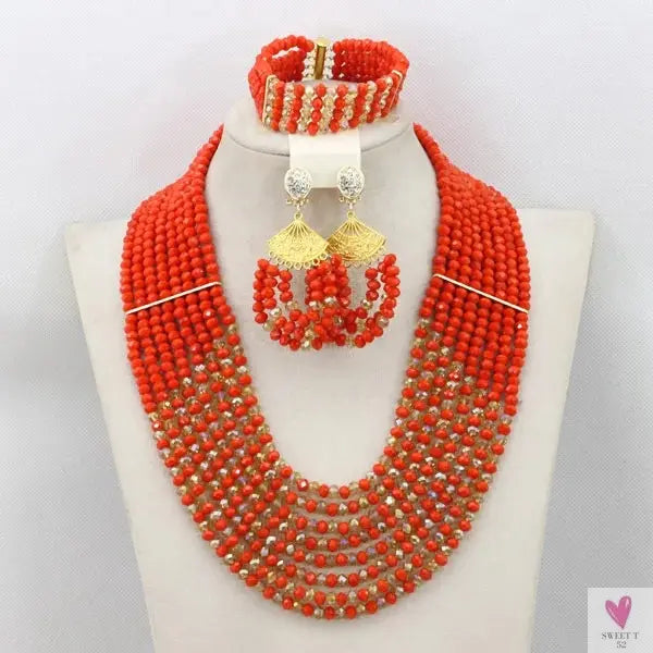 African Beads Jewelry Set - Nigerian Wedding African Beads Jewelry Sweet T 52