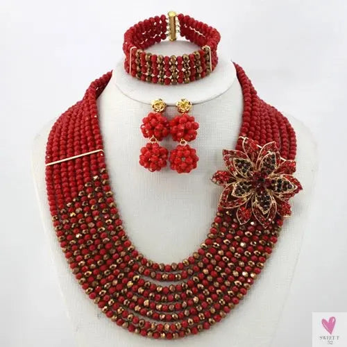 African Beads Jewelry Set - Nigerian Wedding African Beads Jewelry Sweet T 52