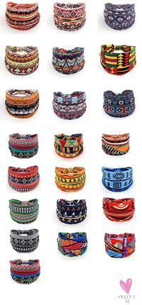 African and Bohemian Twisted Wide Cotton Stretch Headbands for Women & Girls - Headwrap/Turban Headwear, Bandana Headbands-Headbands-SWEET T 52