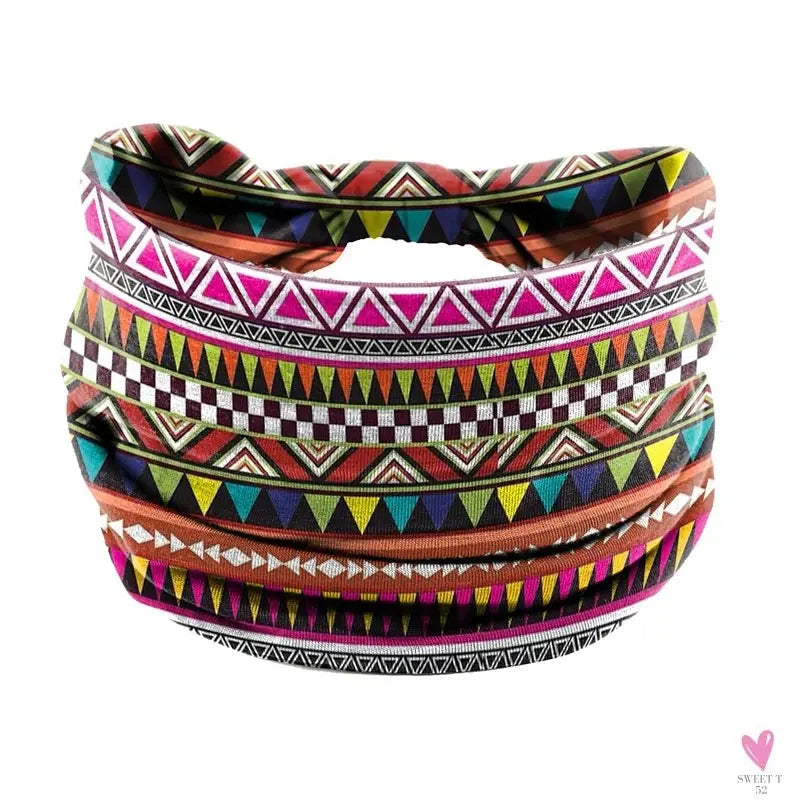 African and Bohemian Twisted Wide Cotton Stretch Headbands for Women & Girls - Headwrap/Turban Headwear, Bandana Headbands-Headbands-SWEET T 52