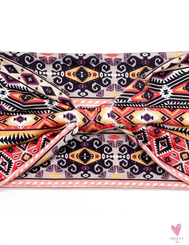 African and Bohemian Twisted Wide Cotton Stretch Headbands for Women & Girls - Headwrap/Turban Headwear, Bandana Headbands-Headbands-SWEET T 52