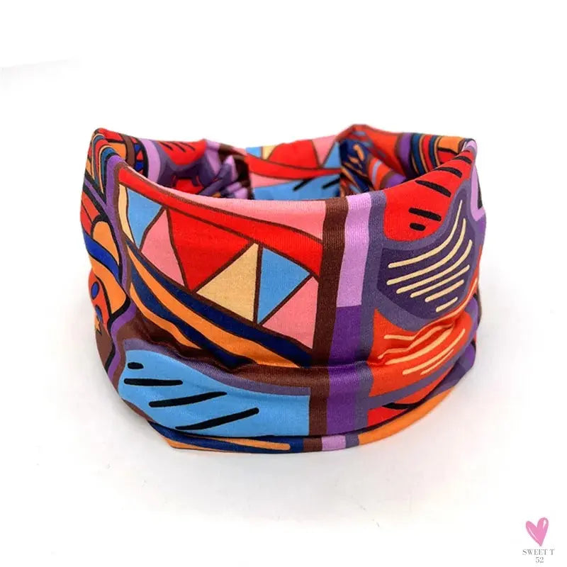 African and Bohemian Twisted Wide Cotton Stretch Headbands for Women & Girls - Headwrap/Turban Headwear, Bandana Headbands-Headbands-SWEET T 52