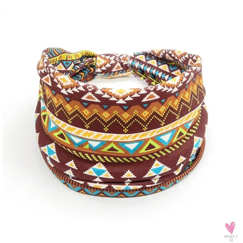 African and Bohemian Twisted Wide Cotton Stretch Headbands for Women & Girls - Headwrap/Turban Headwear, Bandana Headbands-Headbands-SWEET T 52