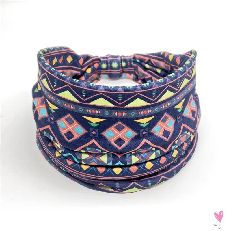 African and Bohemian Twisted Wide Cotton Stretch Headbands for Women & Girls - Headwrap/Turban Headwear, Bandana Headbands-Headbands-SWEET T 52