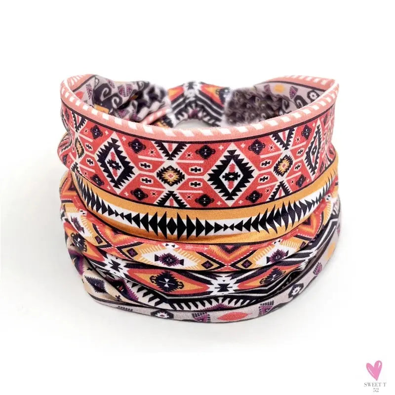 African and Bohemian Twisted Wide Cotton Stretch Headbands for Women & Girls - Headwrap/Turban Headwear, Bandana Headbands-Headbands-SWEET T 52