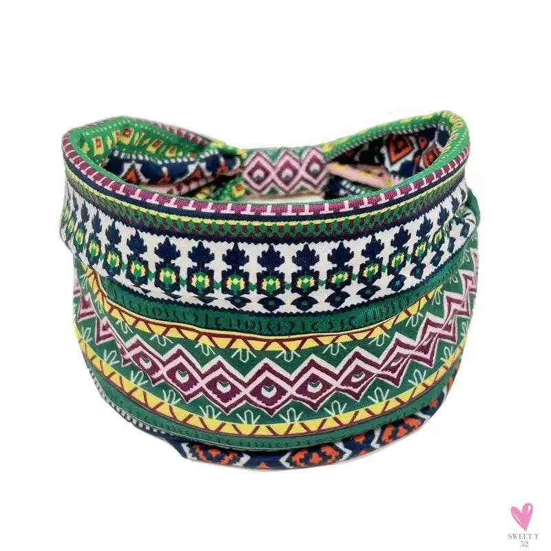 African and Bohemian Twisted Wide Cotton Stretch Headbands for Women & Girls - Headwrap/Turban Headwear, Bandana Headbands-Headbands-SWEET T 52