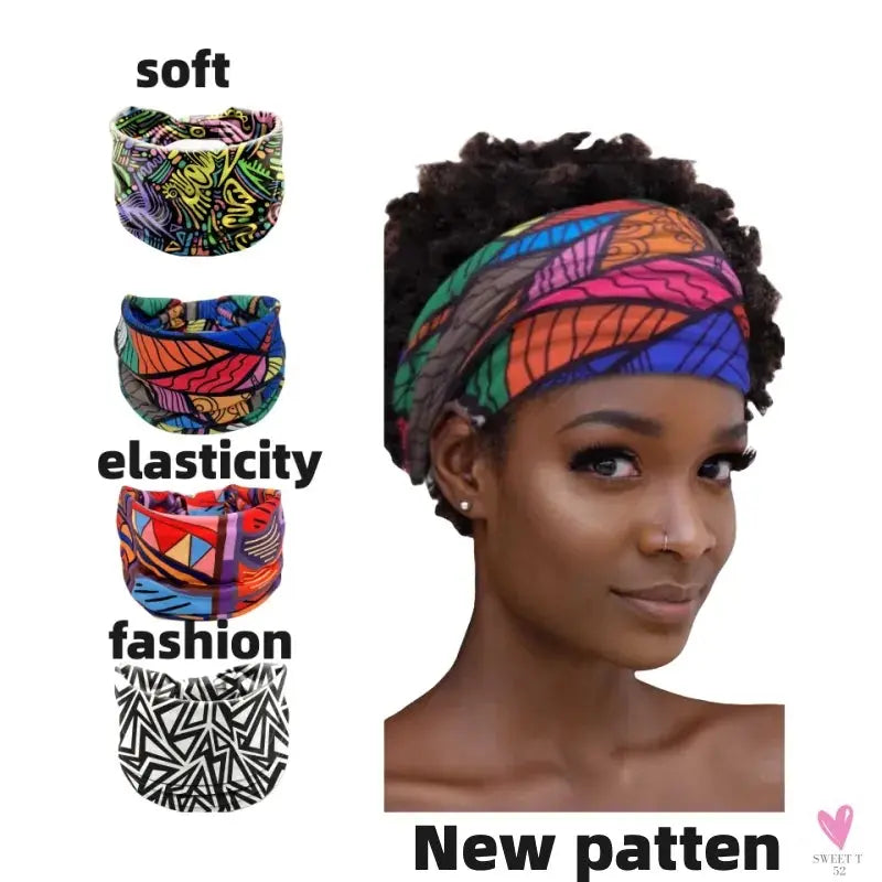 African and Bohemian Twisted Wide Cotton Stretch Headbands for Women & Girls - Headwrap/Turban Headwear, Bandana Headbands-Headbands-SWEET T 52