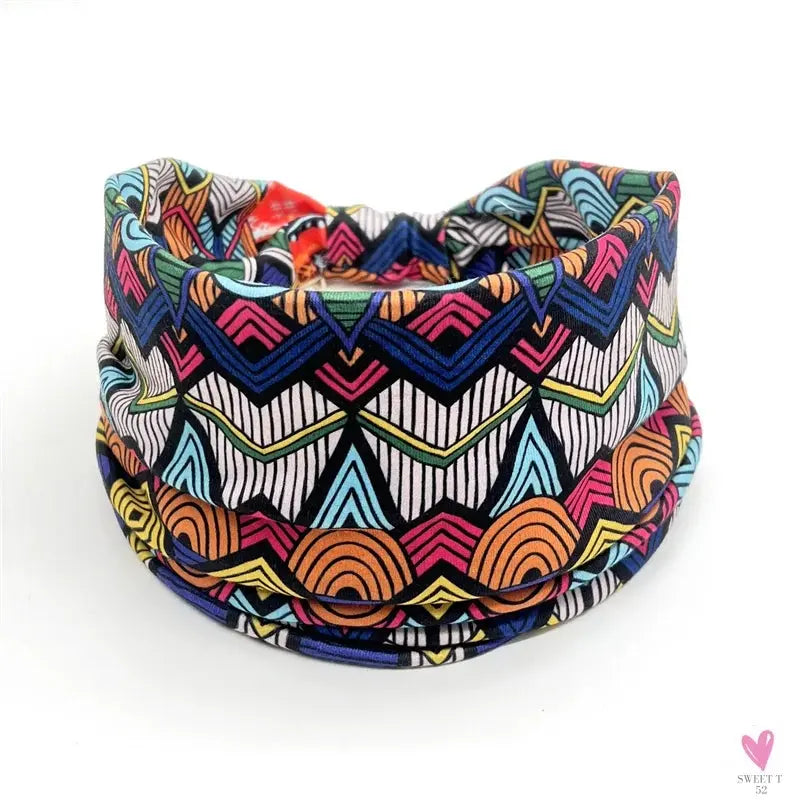 African and Bohemian Twisted Wide Cotton Stretch Headbands for Women & Girls - Headwrap/Turban Headwear, Bandana Headbands-Headbands-SWEET T 52