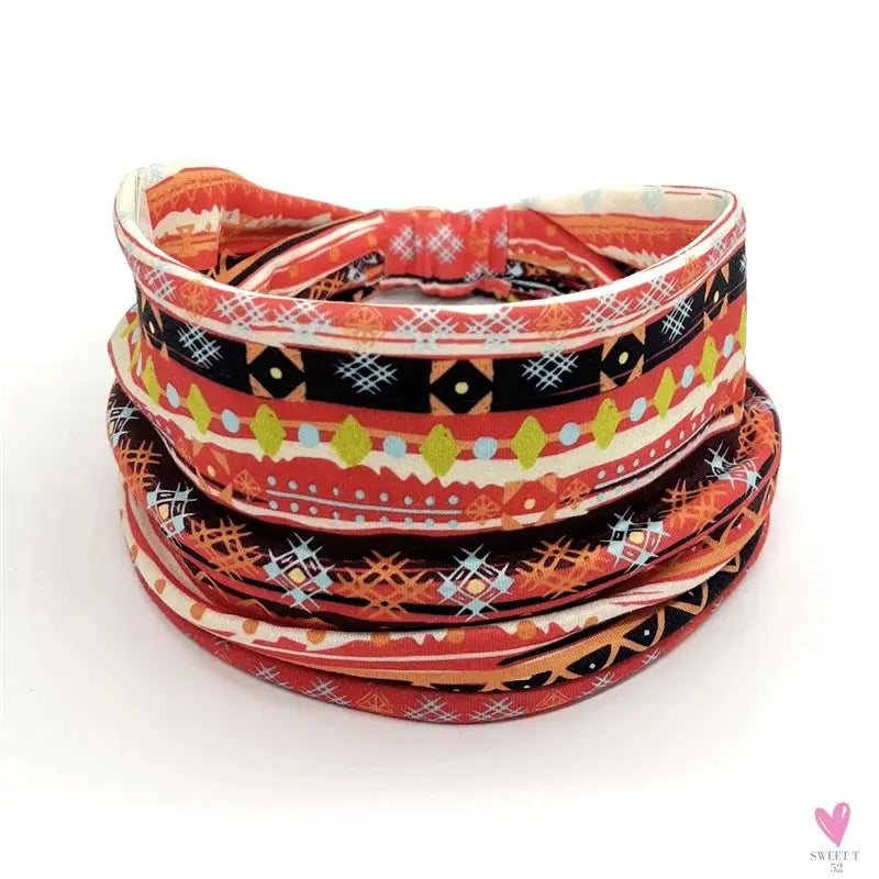 African and Bohemian Twisted Wide Cotton Stretch Headbands for Women & Girls - Headwrap/Turban Headwear, Bandana Headbands-Headbands-SWEET T 52