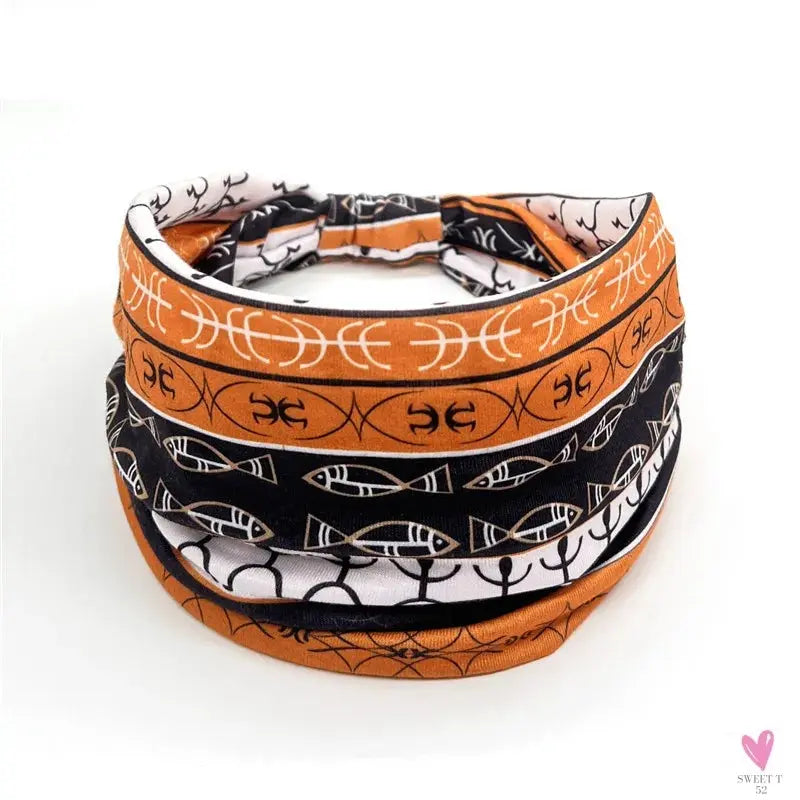 African and Bohemian Twisted Wide Cotton Stretch Headbands for Women & Girls - Headwrap/Turban Headwear, Bandana Headbands-Headbands-SWEET T 52