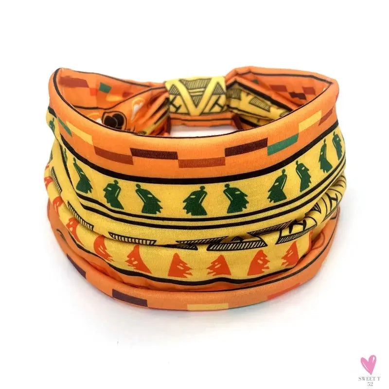 African and Bohemian Twisted Wide Cotton Stretch Headbands for Women & Girls - Headwrap/Turban Headwear, Bandana Headbands-Headbands-SWEET T 52