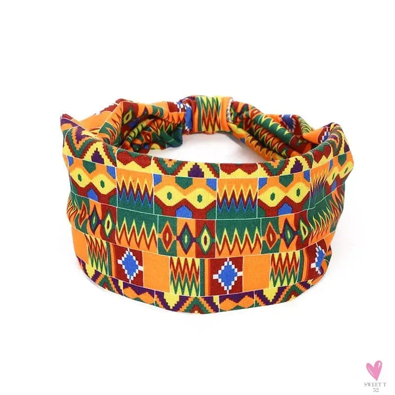 African and Bohemian Twisted Wide Cotton Stretch Headbands for Women & Girls - Headwrap/Turban Headwear, Bandana Headbands-Headbands-SWEET T 52