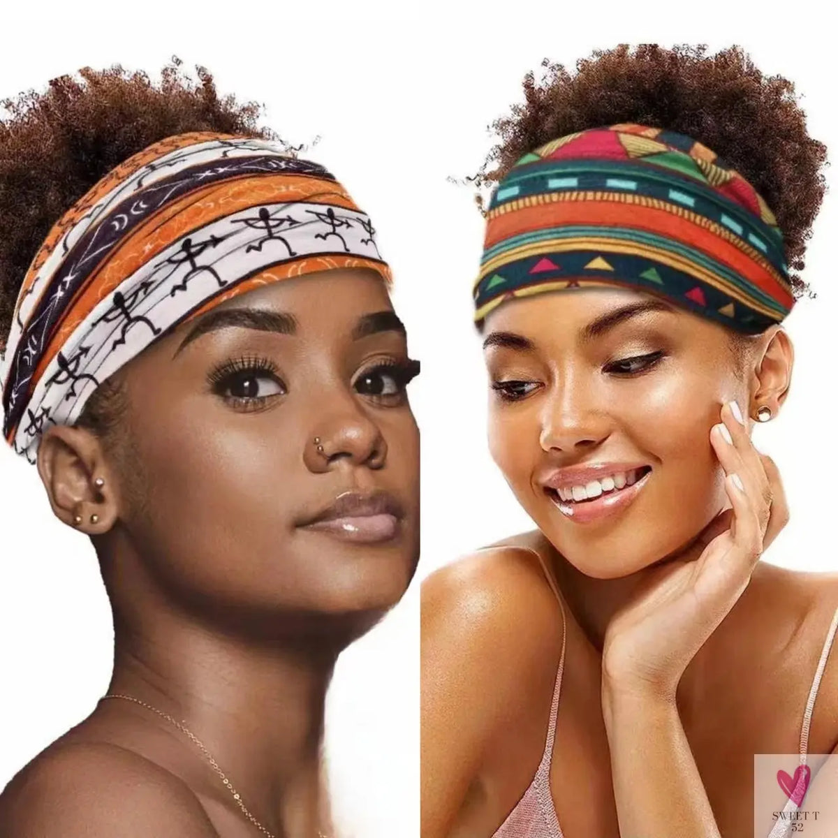 African and Bohemian Twisted Wide Cotton Stretch Headbands for Women & Girls - Headwrap/Turban Headwear, Bandana Headbands-Headbands-SWEET T 52
