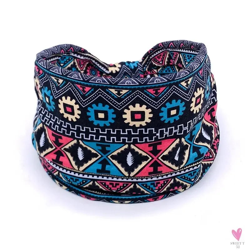 African and Bohemian Twisted Wide Cotton Stretch Headbands for Women & Girls - Headwrap/Turban Headwear, Bandana Headbands-Headbands-SWEET T 52