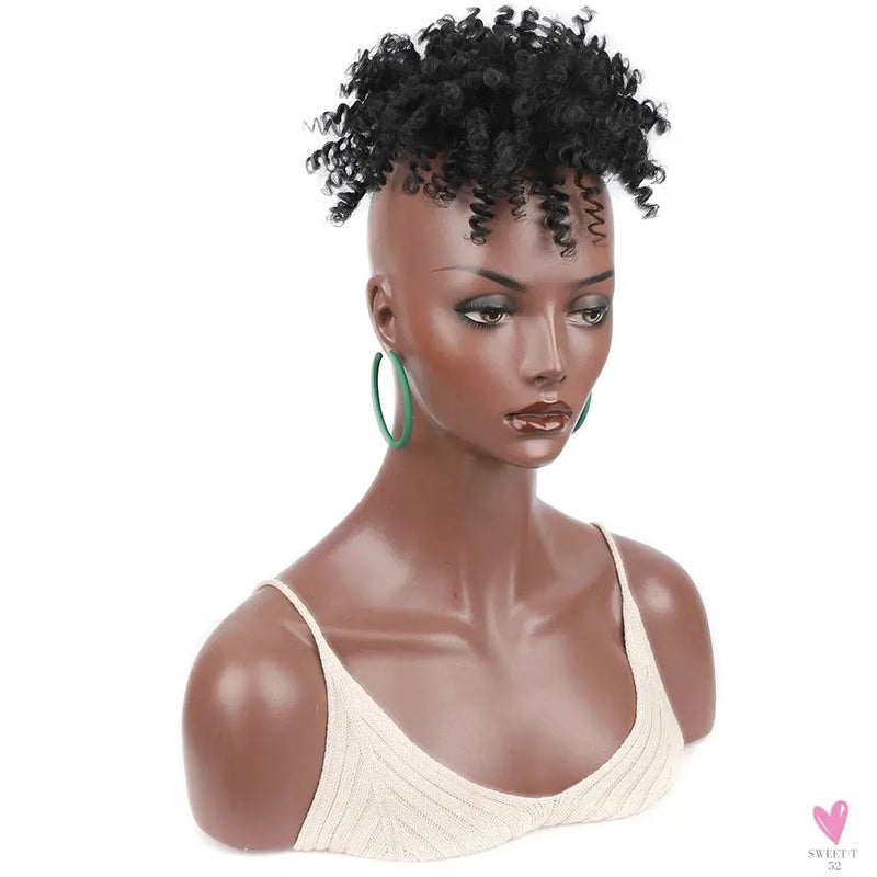 Afro Puff Kinky Curly Toupee for Black Women With Thinning Hair Synthetic Dreadlocks Hair Topper Clip in Hairpiece for Men Sweet T 52