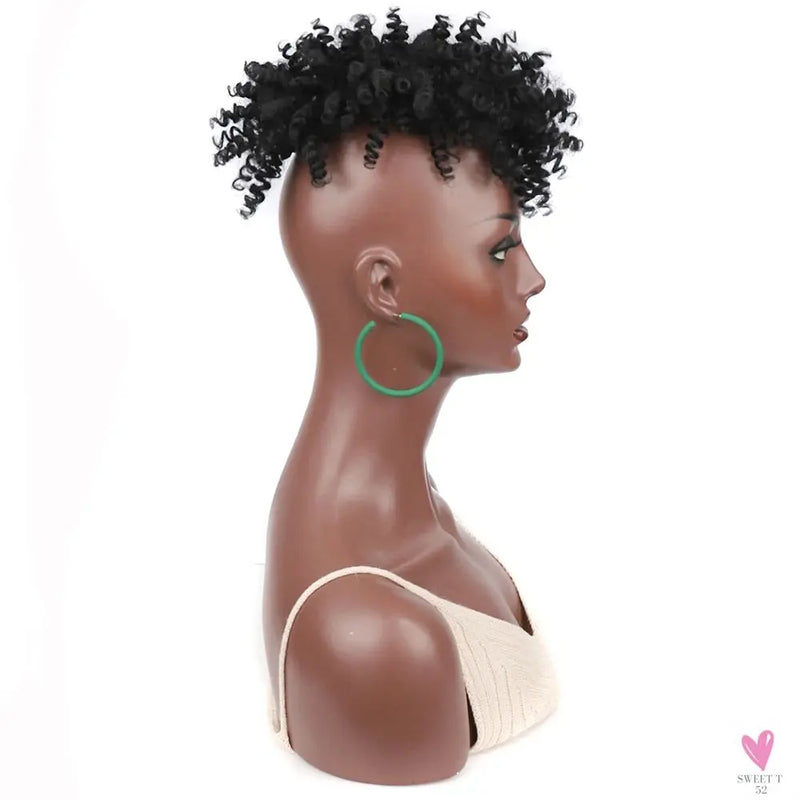 Afro Puff Kinky Curly Toupee for Black Women With Thinning Hair Synthetic Dreadlocks Hair Topper Clip in Hairpiece for Men Sweet T 52