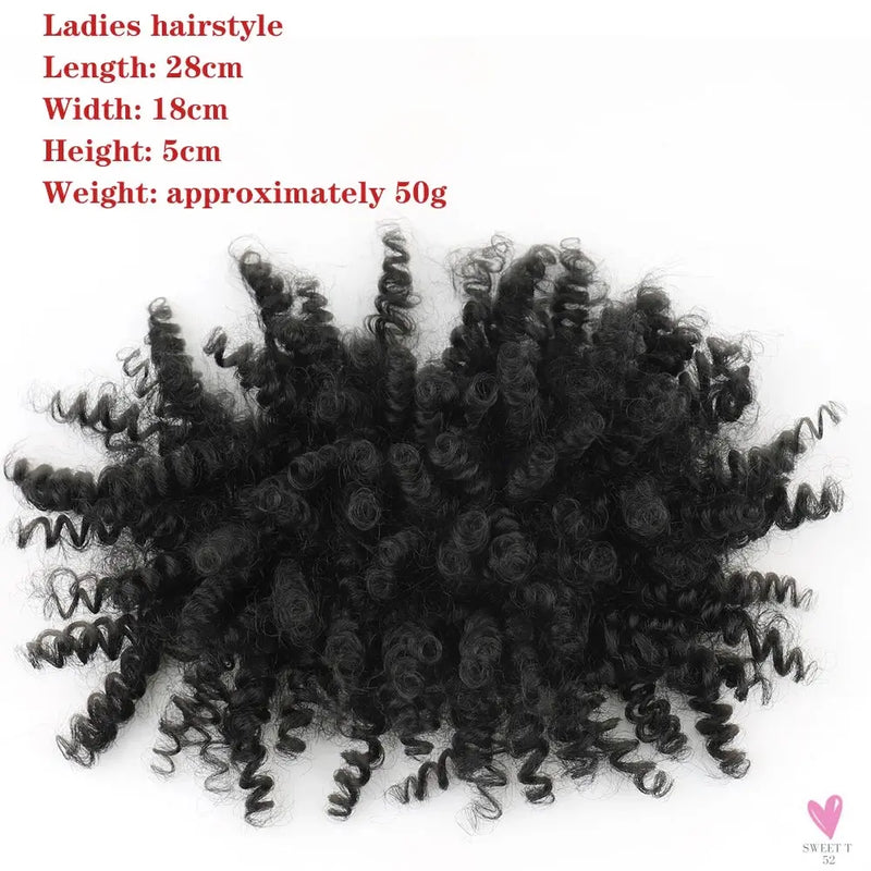 Afro Puff Kinky Curly Toupee for Black Women With Thinning Hair Synthetic Dreadlocks Hair Topper Clip in Hairpiece for Men Sweet T 52