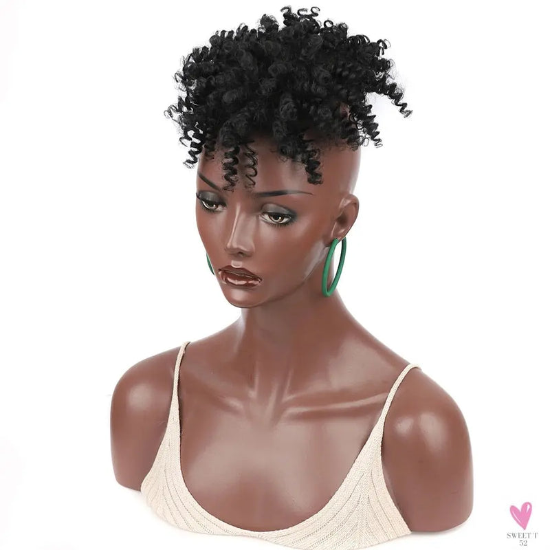 Afro Puff Kinky Curly Toupee for Black Women With Thinning Hair Synthetic Dreadlocks Hair Topper Clip in Hairpiece for Men Sweet T 52