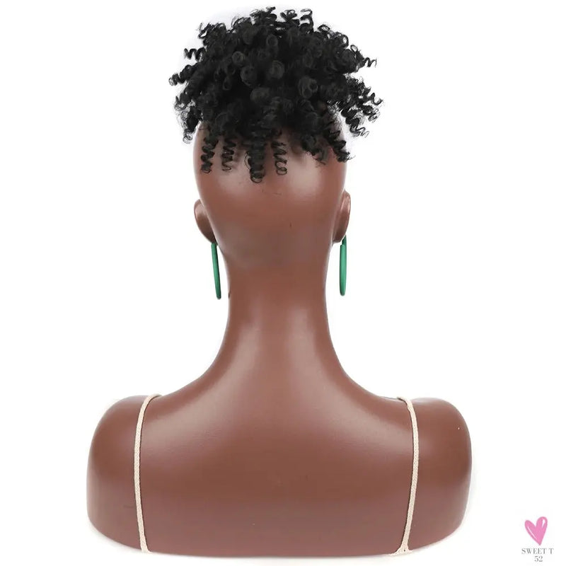 Afro Puff Kinky Curly Toupee for Black Women With Thinning Hair Synthetic Dreadlocks Hair Topper Clip in Hairpiece for Men Sweet T 52