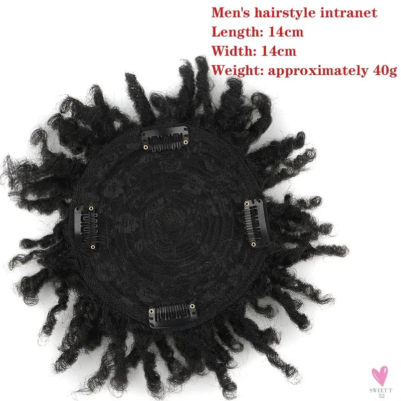 Afro Puff Kinky Curly Toupee for Black Women With Thinning Hair Synthetic Dreadlocks Hair Topper Clip in Hairpiece for Men Sweet T 52