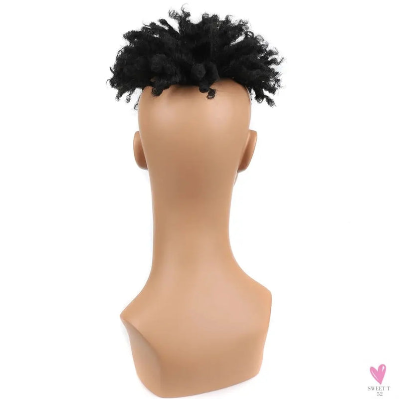 Afro Puff Kinky Curly Toupee for Black Women With Thinning Hair Synthetic Dreadlocks Hair Topper Clip in Hairpiece for Men Sweet T 52