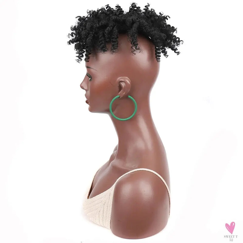 Afro Puff Kinky Curly Toupee for Black Women With Thinning Hair Synthetic Dreadlocks Hair Topper Clip in Hairpiece for Men Sweet T 52
