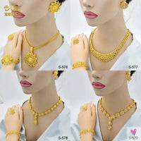Arabic Dubai Jewelry Sets for Women & Girls - Earrings, Necklace, Bracelet & Ring. African Gold Color Necklace Sets-Jewelry-SWEET T 52