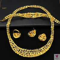 Arabic Dubai Jewelry Sets for Women & Girls - Earrings, Necklace, Bracelet & Ring. African Gold Color Necklace Sets-Jewelry-SWEET T 52