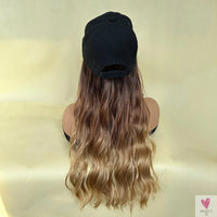 Baseball Hat/Hooded Wig - Wavy Curl Synthetic Wig for Women & Girls, Heat Resistant Natural Looking Wig-hair accessories-SWEET T 52
