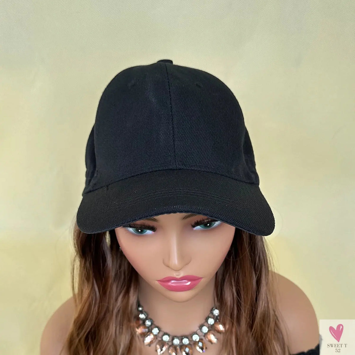 Baseball Hat/Hooded Wig - Wavy Curl Synthetic Wig for Women & Girls, Heat Resistant Natural Looking Wig-hair accessories-SWEET T 52