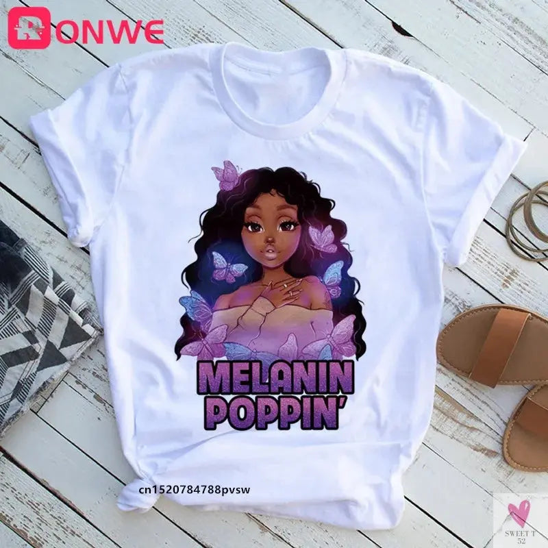 Beautiful African Lady Women T-shirt Girl Sisters Black Lives Matter Funny 90S Print Tops Tee,Drop Ship SWEET T 52