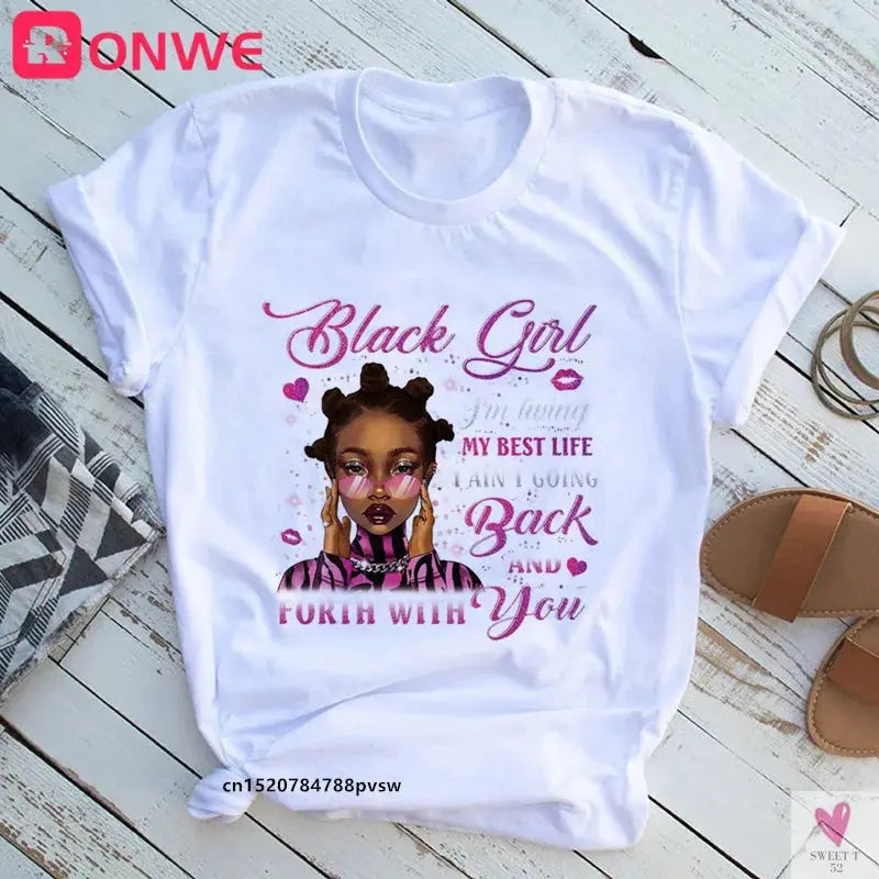 Beautiful African Lady Women T-shirt Girl Sisters Black Lives Matter Funny 90S Print Tops Tee,Drop Ship SWEET T 52
