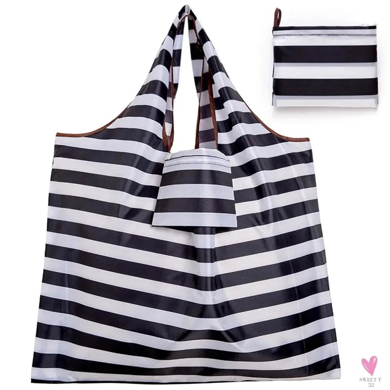 Big Size Thick Nylon Large Tote, ECO Reusable Polyester Portable Women's Folding Shoulder Shopping Pouch Sweet T 52