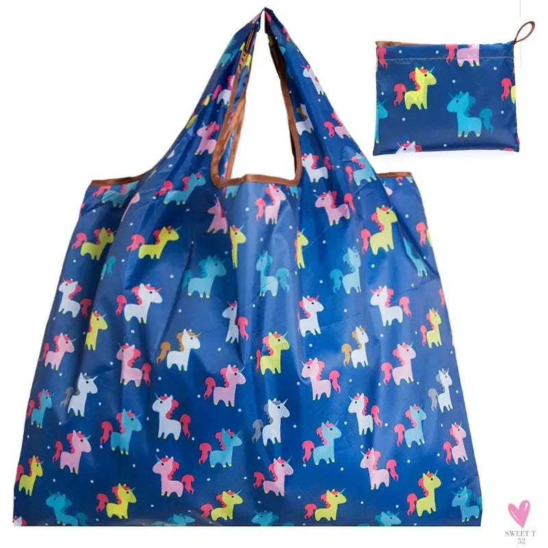 Big Size Thick Nylon Large Tote, ECO Reusable Polyester Portable Women's Folding Shoulder Shopping Pouch Sweet T 52