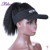Blice Synthetic Hat Wig Kinky Straight Hair Extensions With Ponytail Travel Beach Shade Baseball Cap All-in-one Easy to Wear Sweet T 52