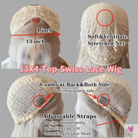 Blonde Bob Wig - Light Brown Highlights, Synthetic Lace Front Wig, Short & Straight for Women Sweet T 52