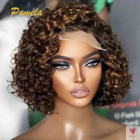 Blonde Highlights, Short Bob, Glueless Human Hair Wig, Ready To Go Curly Bob 13x4 & 4x4 for Women Sweet T 52