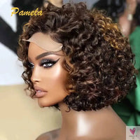 Blonde Highlights, Short Bob, Glueless Human Hair Wig, Ready To Go Curly Bob 13x4 & 4x4 for Women Sweet T 52